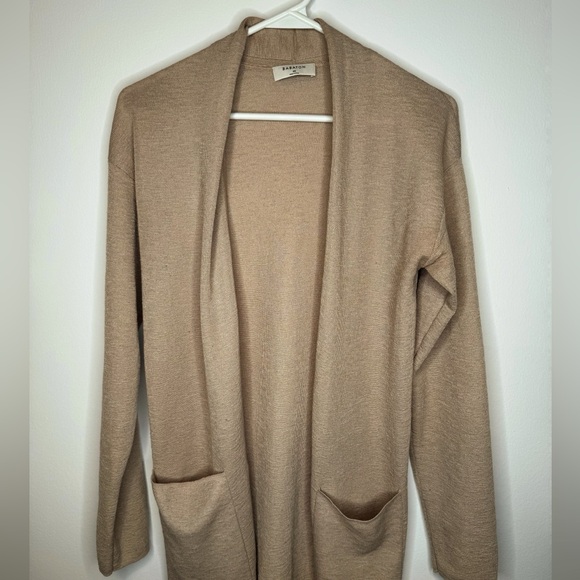 Babaton (Aritzia) Long Open Front Cardigan in Gold Camel - Picture 3 of 5